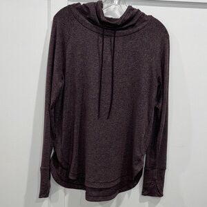 Long Sleeve Hooded Pullover in Deep Plum